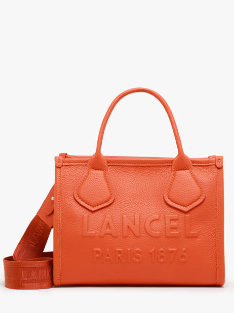 Small Leather Jour Tote Bag Lancel Orange jour A12995