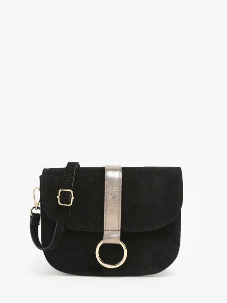 Leather Velvet Crossbody Bag Milano Black velvet VE23112