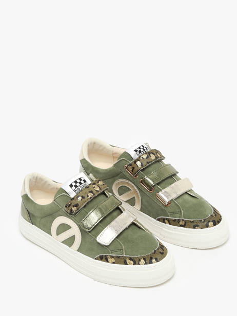 Velcro Sneakers Strike In Leather No name Green women GLGL0466 other view 2