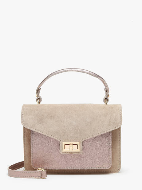 Leather Velvet Crossbody Bag Milano Beige velvet VE21061G