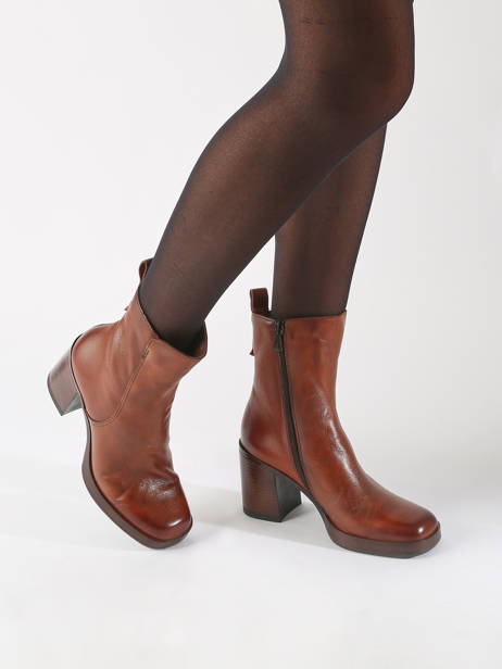 Heeled Boots In Leather Mjus Brown women P96212 other view 1