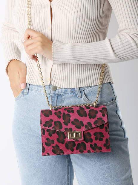 Shoulder Bag Velvet Leopardo Leather Milano Pink velvet leopardo VL21121 other view 1