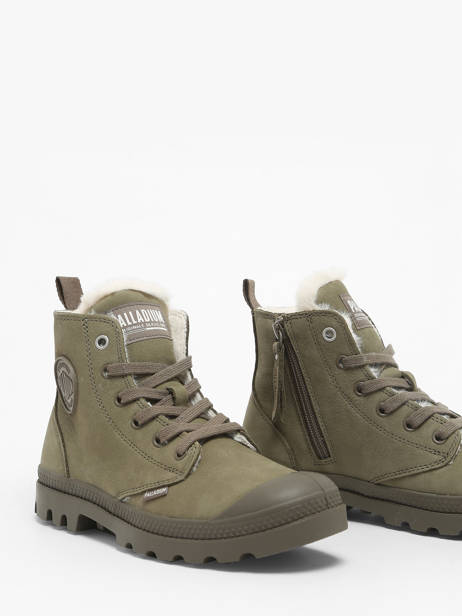 Bottines Pampa Hi Zip En Cuir Palladium Vert women 95982212 vue secondaire 2