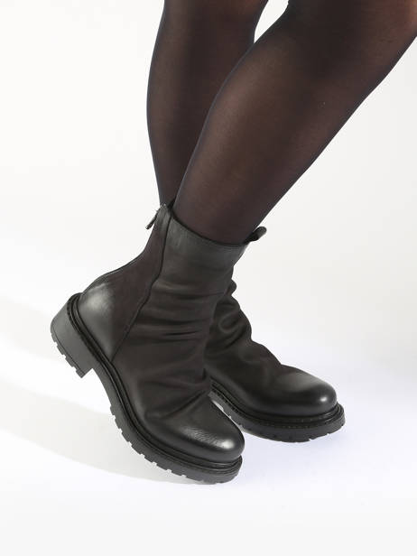 Boots Biker In Leather Metisse Black women MA05 other view 1