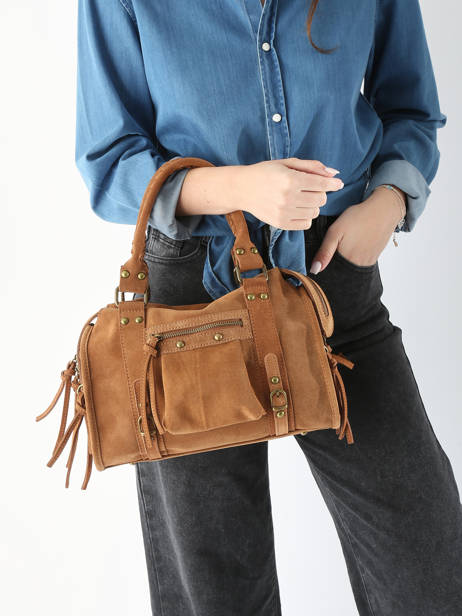 Shoulder Bag Velvet Leather Milano Brown velvet VE24094 other view 1