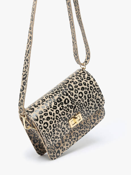 Shoulder Bag Velvet Leopardo Leather Milano Beige velvet leopardo VL24115 other view 2