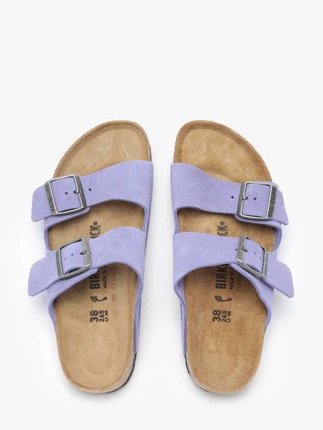 Slippers In Leather Birkenstock Violet women 1029218 other view 3