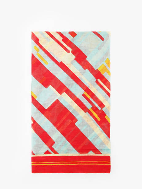 Linen Scarf Red Stripes 100x100cm Biba Multicolor accessoires RI257A