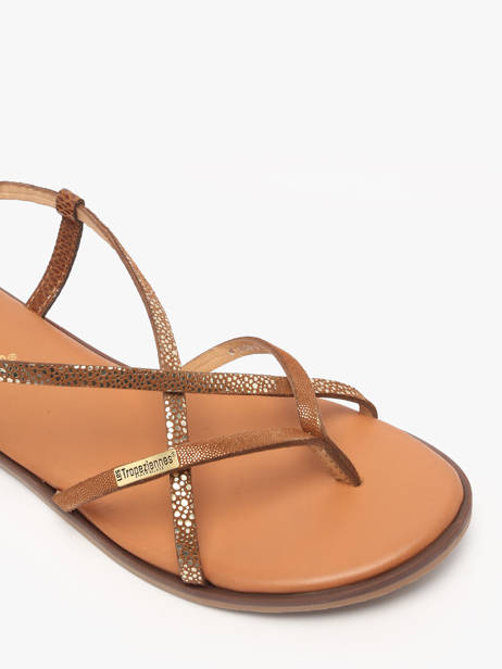 Flip Flops Monagum In Leather Les tropeziennes Brown women MONAGUM other view 2