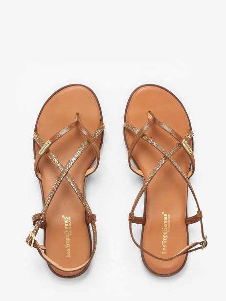 Flip Flops Monagum In Leather Les tropeziennes Brown women MONAGUM other view 3