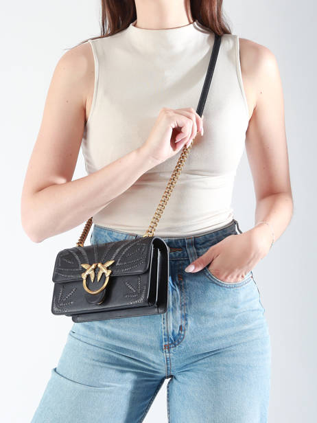 Sac Bandoulière Love Bag Icon Cuir Pinko Noir love bag icon A2C3 vue secondaire 1