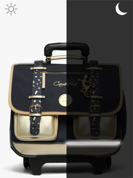 Cartable à Roulettes Enfant 2 Compartiments Cameleon Bleu vintage fantasy CR38 vue secondaire 9