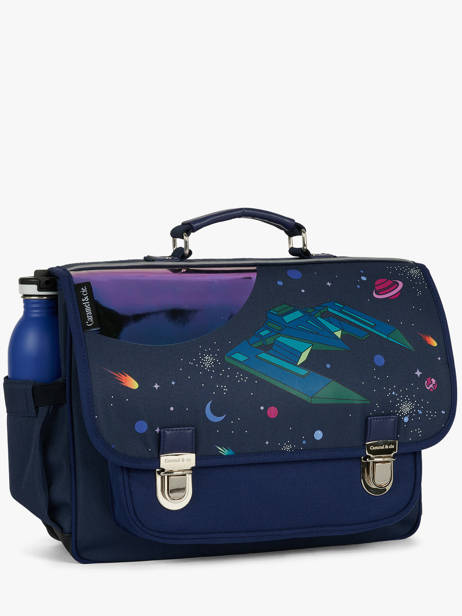 2-compartment Satchel Caramel et cie Blue fier GA other view 2