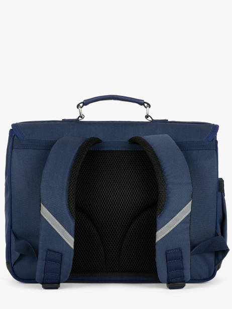 2-compartment Satchel Caramel et cie Blue fier GA other view 4