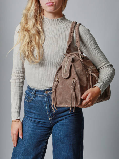 A4 Size Shoulder Bag Velvet Leather Milano Brown velvet VE24095 other view 1