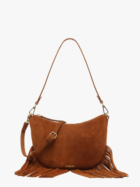 Leather Lune Fringe Bag Nat et nin Brown vintage FRA