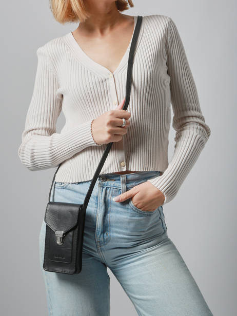 Leather Phone Bag Paul marius Black vintage TELEPHON other view 1