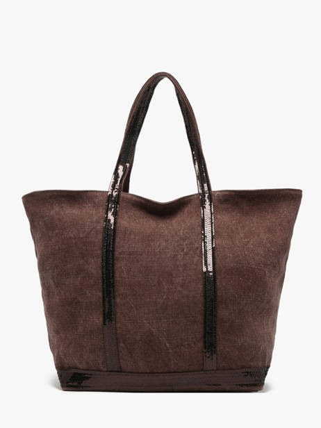 Zipped Linen Tote Bag Le Cabas Sequins Vanessa bruno Brown cabas lin 31V40409 other view 4