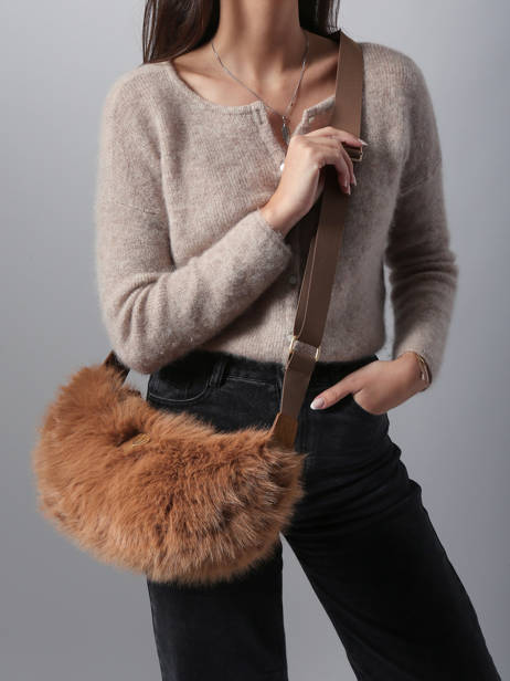 Shoulder Bag Doudou Fur Le voyage en panier Brown doudou AHP261 other view 1