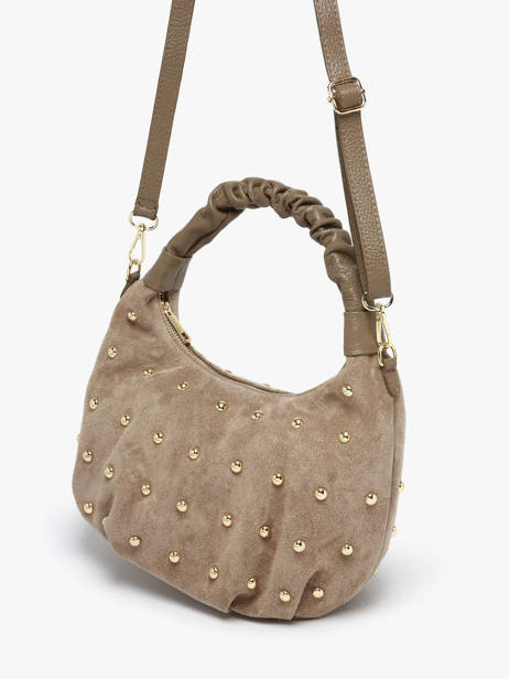 Shoulder Bag Velvet Studs Milano Brown velvet studs VS25094 other view 2
