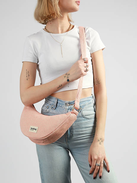 Sac Bandoulière Tressage Coton Hindbag Rose tressage TS vue secondaire 1