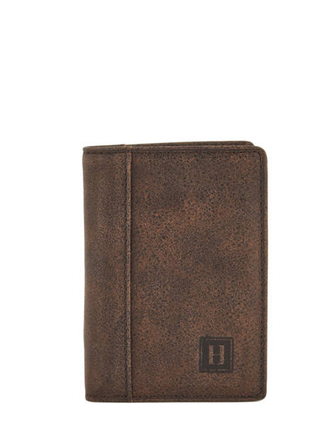 Card Holder Leather Hexagona Brown instinct 667290