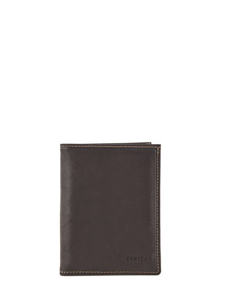 Leather Wallet Oil Etrier Brown oil EOIL248