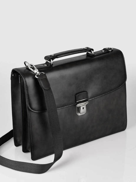 Leather Crosta Briefcase 2 Compartments Etrier Black crosta ECRO8012 other view 2