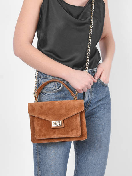 Leather Velvet Crossbody Bag Milano Brown velvet VE21061G other view 1