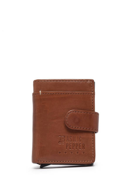 Porte Cartes Leather Basilic pepper Brown traveler BTRA96