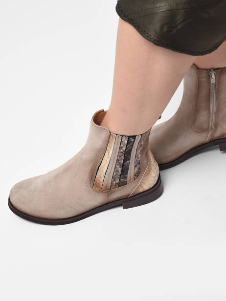 Boots In Leather Folie's Beige women 5501 other view 2