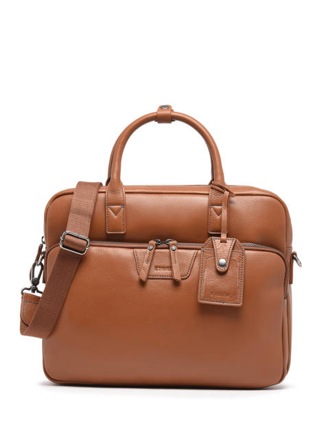 Business Bag Foulonné Leather Etrier Brown foulonne EFOU8151